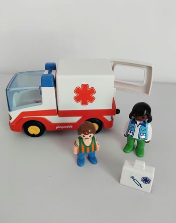 PLAYMOBIL 123 Voiture Ambulance Bonhommes 9122 Complet 🚑