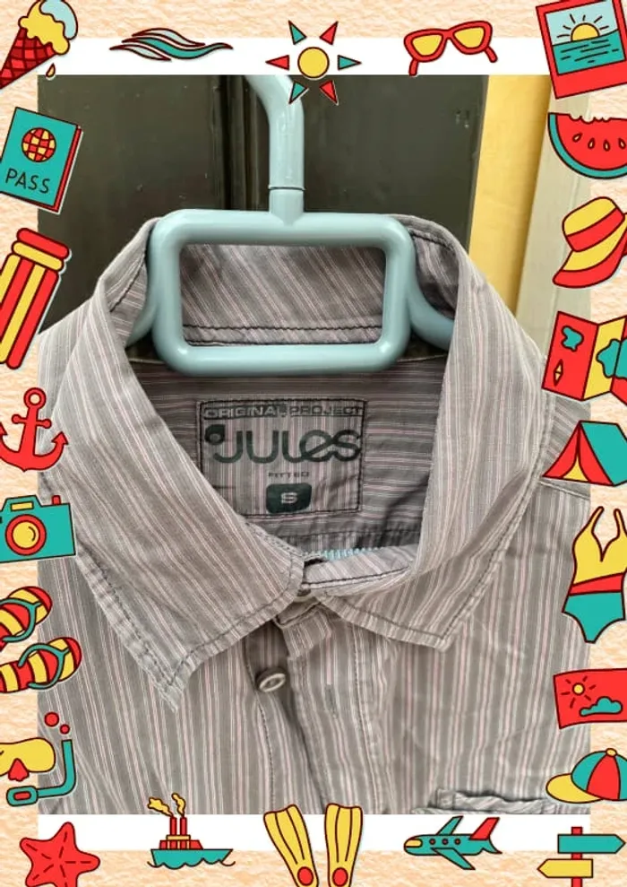 Chemise à rayures rose grise noire Jules S - photo numéro 3