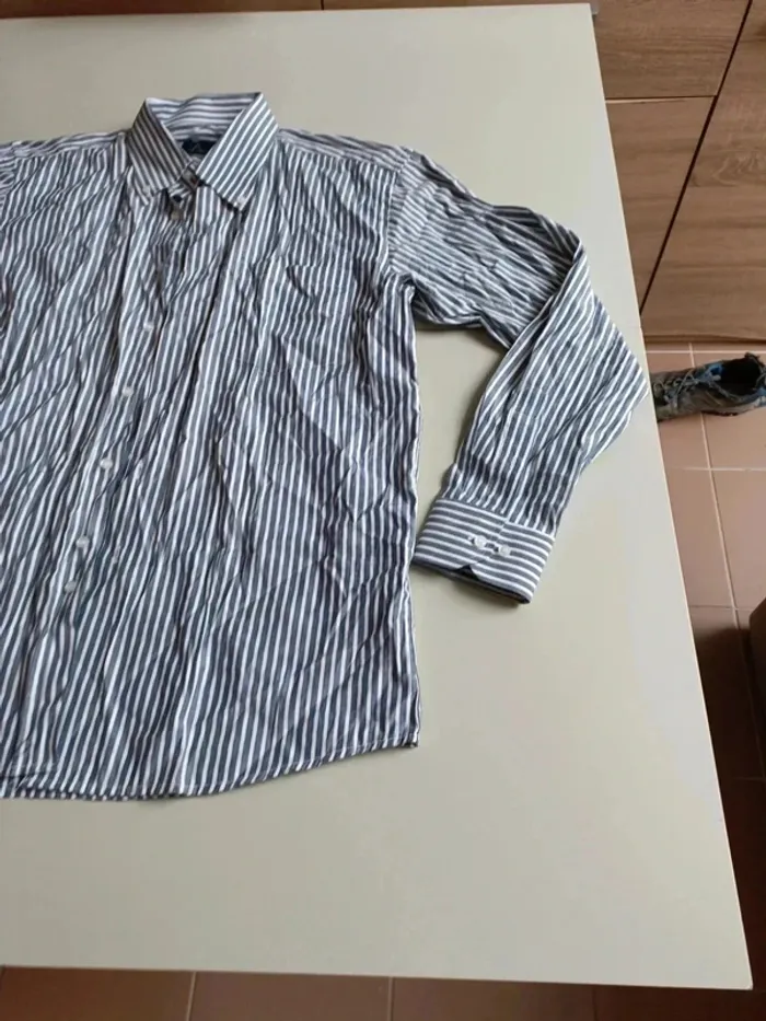 Chemise rayé gris et blanc emporio fashion taille l - photo numéro 3