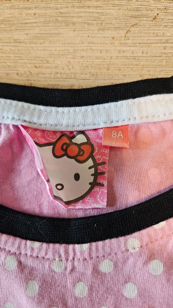 T shirt à manches courtes noir rose clair et blanc, Hello Kitty, 8 ans, neuf sans étiquette - photo numéro 4