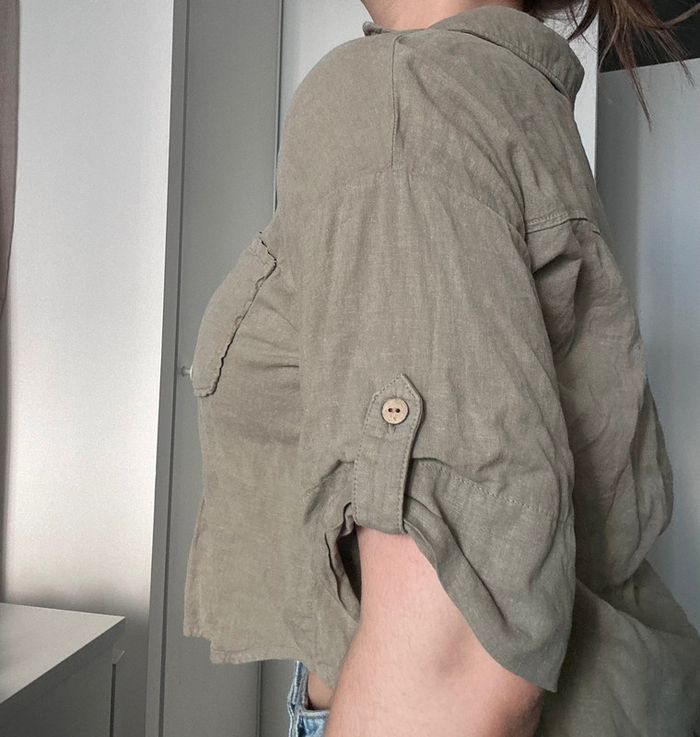 Chemise courte kaki clair – Zara – Taille S Légère | Stylée | Parfaite pour l’été - photo numéro 6