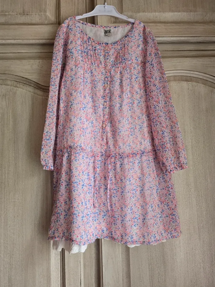 Robe colorée fleurie liberty dentelle tape à l'œil 8 ans