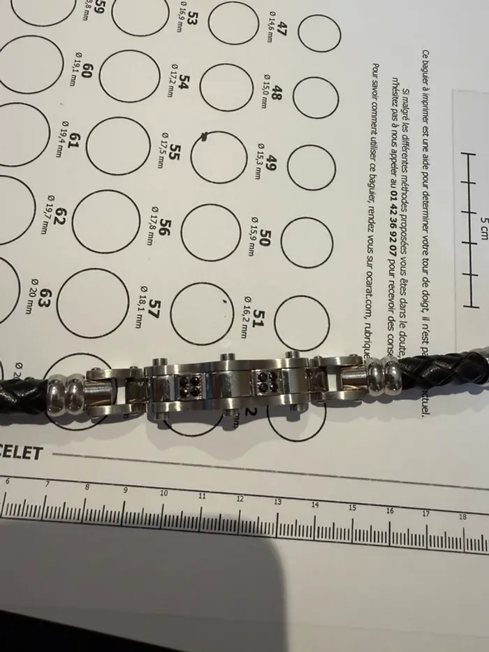 Bracelet cuir acier avec cristaux noir - photo numéro 6