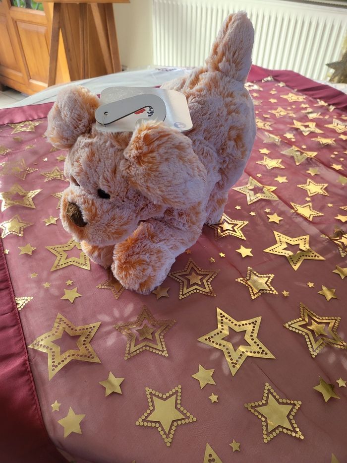 Peluche chien 🐕 velours orange clair ni - photo numéro 4