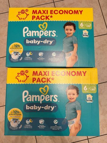 2 MAXI PACK Couches pampers taille 6 - 160 couches ENVOI RAPIDE