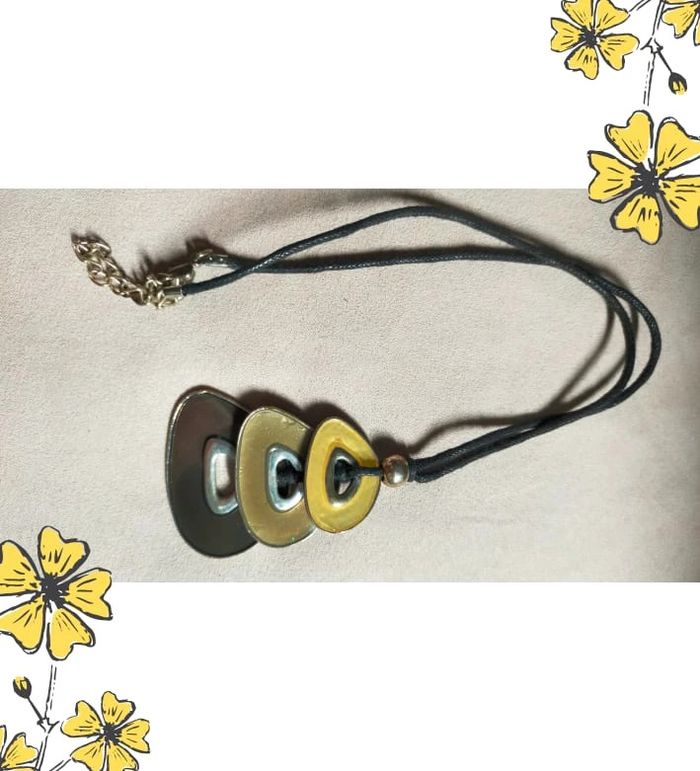 Collier pendentif géométrique vintage – Collection Sable & Ébène - photo numéro 4