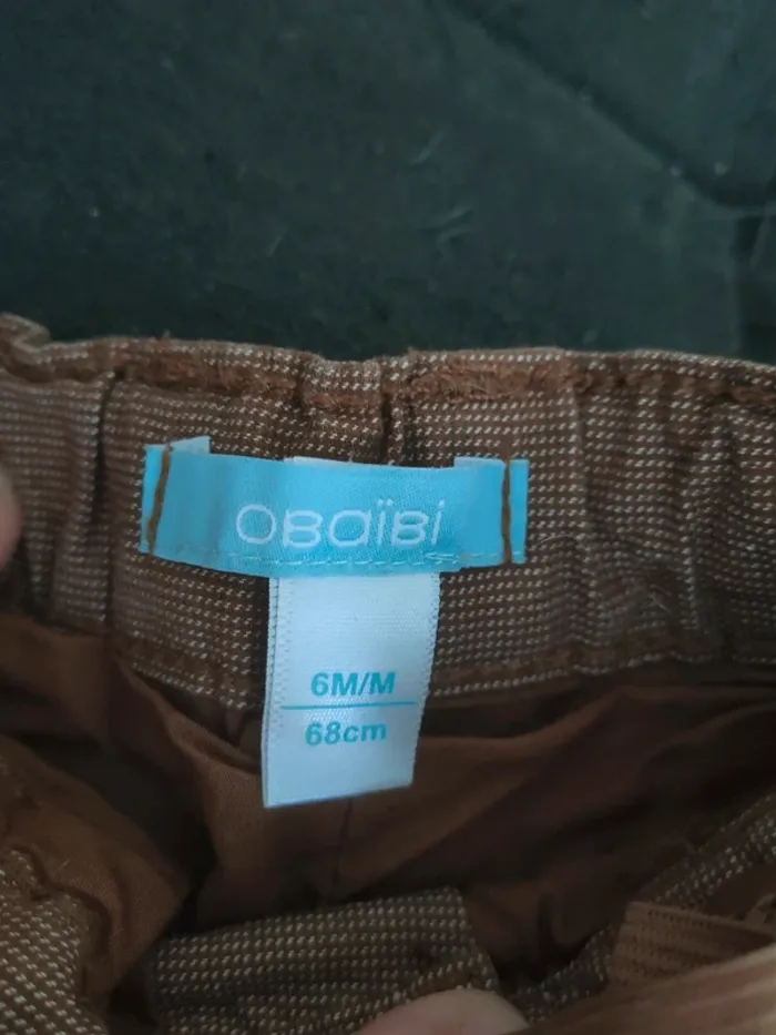 Jeans marron garçon 6 mois Obaïbi - photo numéro 2