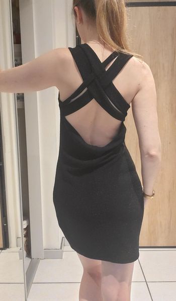 Robe noire chic de soirée, fêtes, cocktails Mango M-L