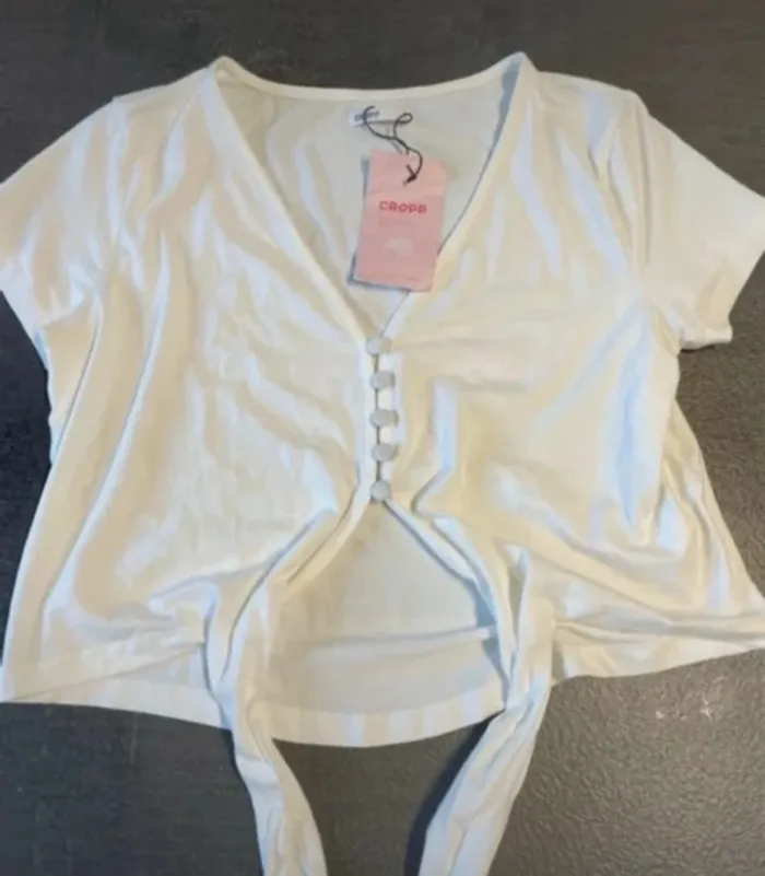 Top blanc court à nouer Cropp T.S neuf