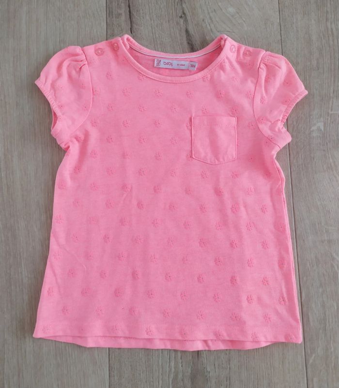 T-shirt manches courtes fille rose vif taille 3 ans Gémo