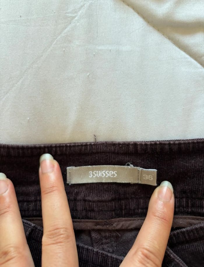 Pantalon 3 suisses velours côtelé marron mi taille haute straight droit y2k 00s taille M/38 - photo numéro 8
