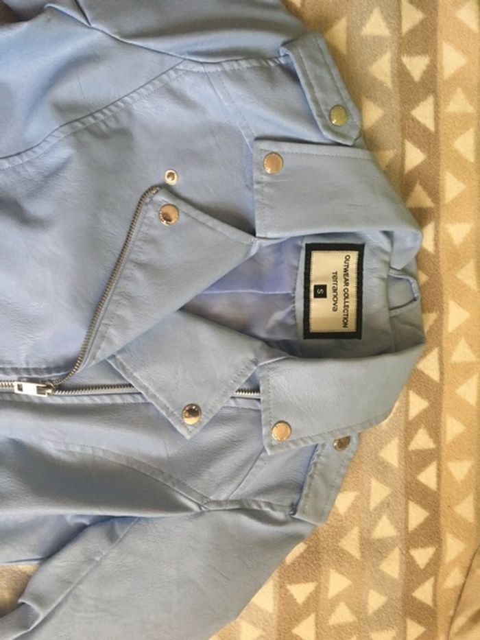 Blouson veste Perfecto Bleu Ciel Taille 36 Taille S Neuf jamais porté - photo numéro 2
