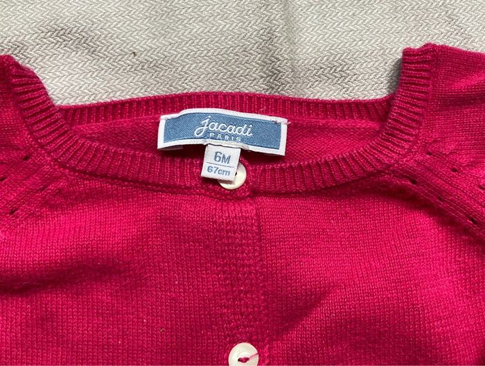 Cardigan/gilet fushia Jacadi 6 mois, coton - photo numéro 3