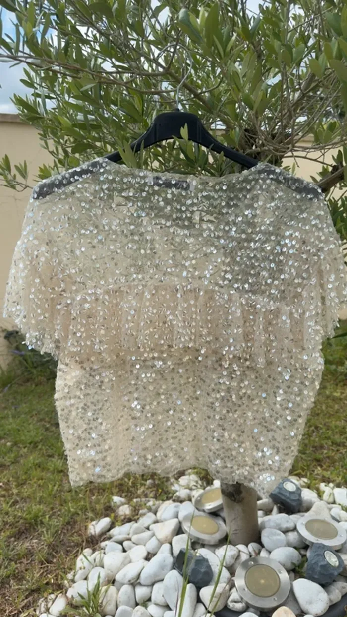 Top blanc sequin zara - Taille S - photo numéro 3
