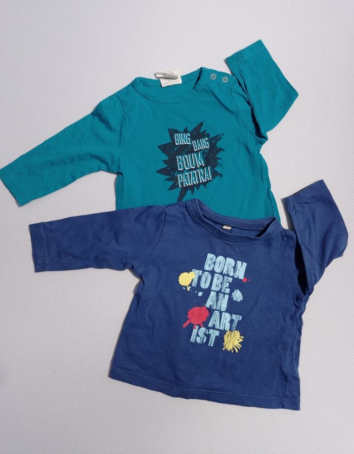 Lot 2 t-shirts manches longues 6 mois