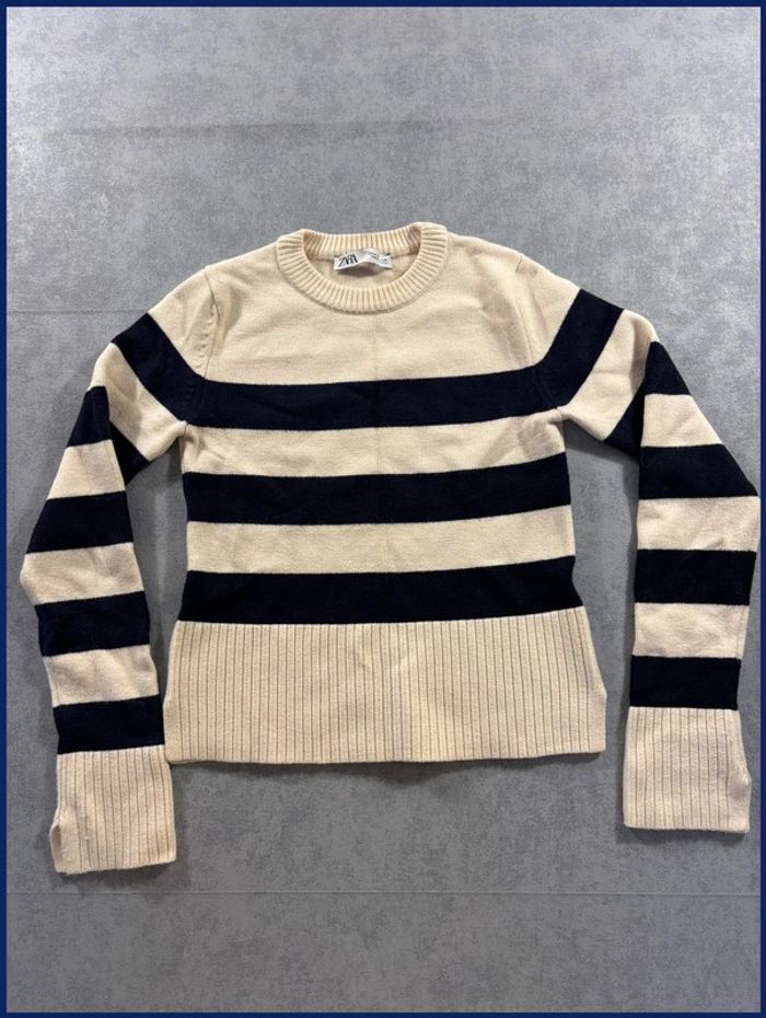 Pull Marinière crème et noir Zara Taille Xs