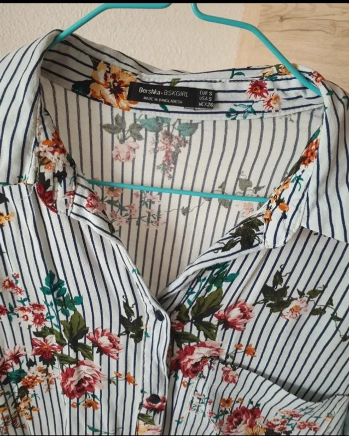 Chemise rayures et fleurs bershka - photo numéro 5