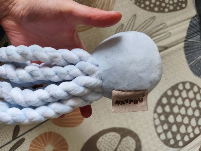 Pieuvre Nattou bleu clair et blanc N1 doudou - photo numéro 4