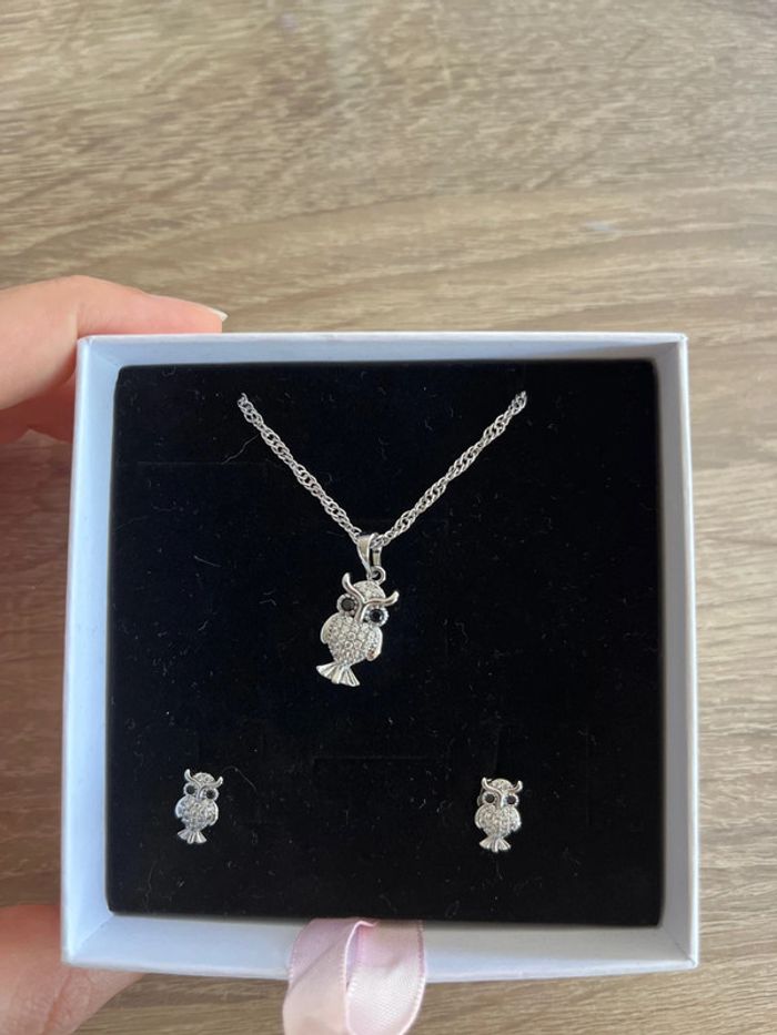 Ensemble collier + boucles d'oreilles hibou - photo numéro 2