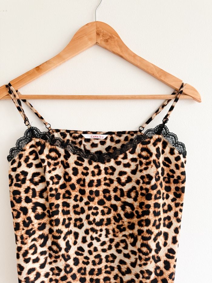 Top débardeur léopard marron beige noir camaïeu taille 36 S - photo numéro 2