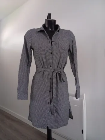 Chemisier long/ robe imprimé pied de poule