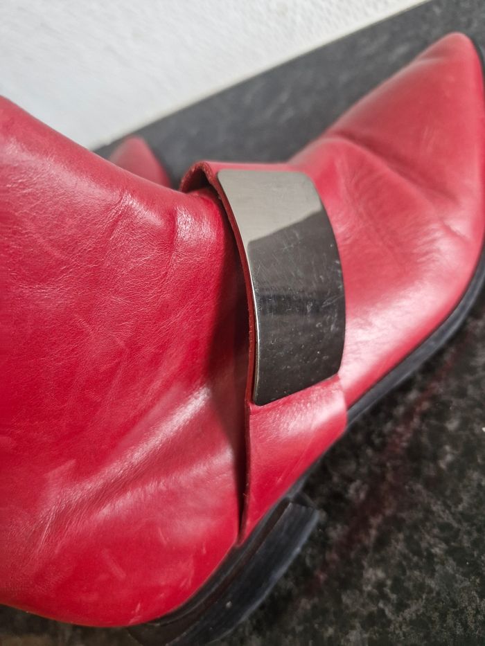 Botte en cuir véritable rouge cop copine - photo numéro 4