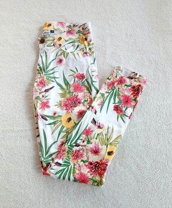Pantalon stretch fleuri S