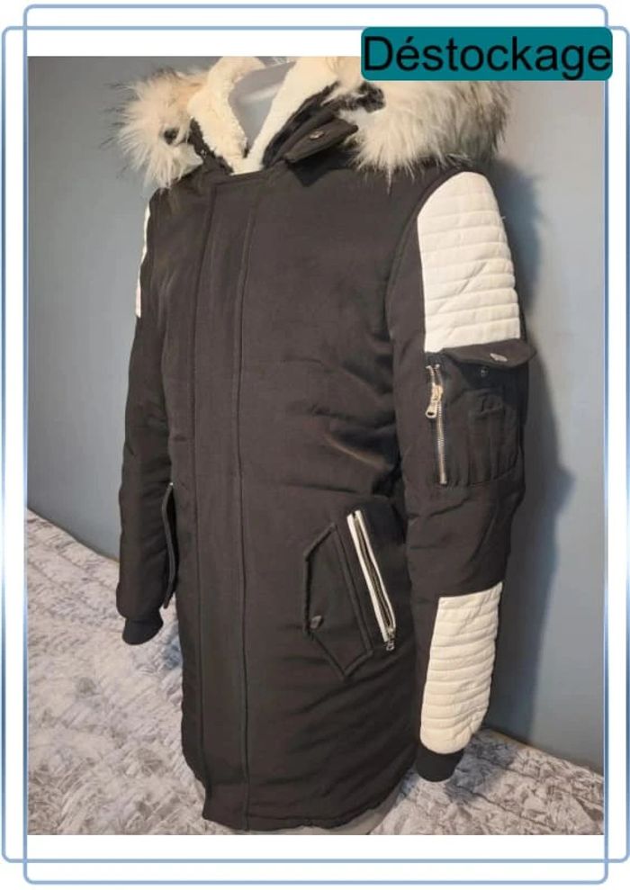 Blouson fourrure à capuche projet X - homme - noir et blanc - taille M (161) - photo numéro 2