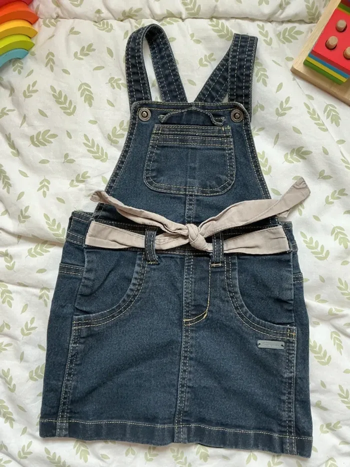 robe salopette en jean bleu pick ouic 24 mois - photo numéro 3
