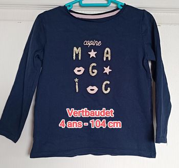T-shirt manches longues Vertbaudet 4 ans fille bleu marine
