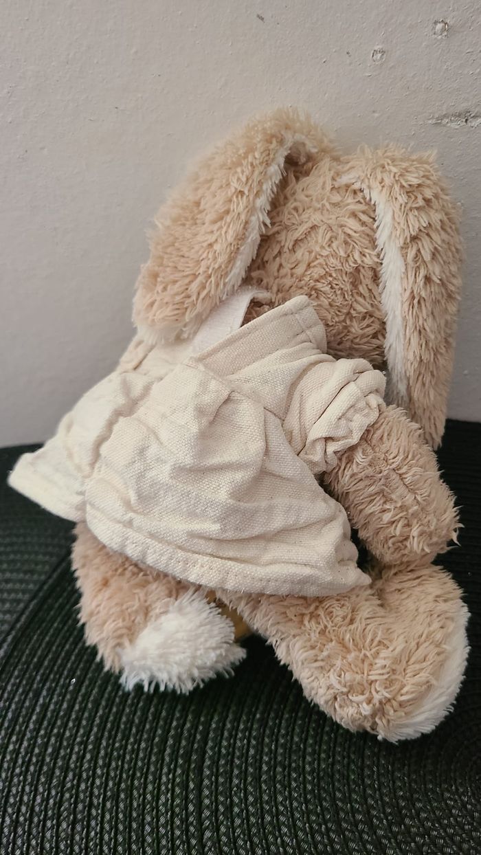 Peluche lapin écru beige marron robe LOUISE MANSEN - photo numéro 4
