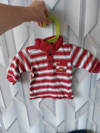 polo a rayure rouge et blanc