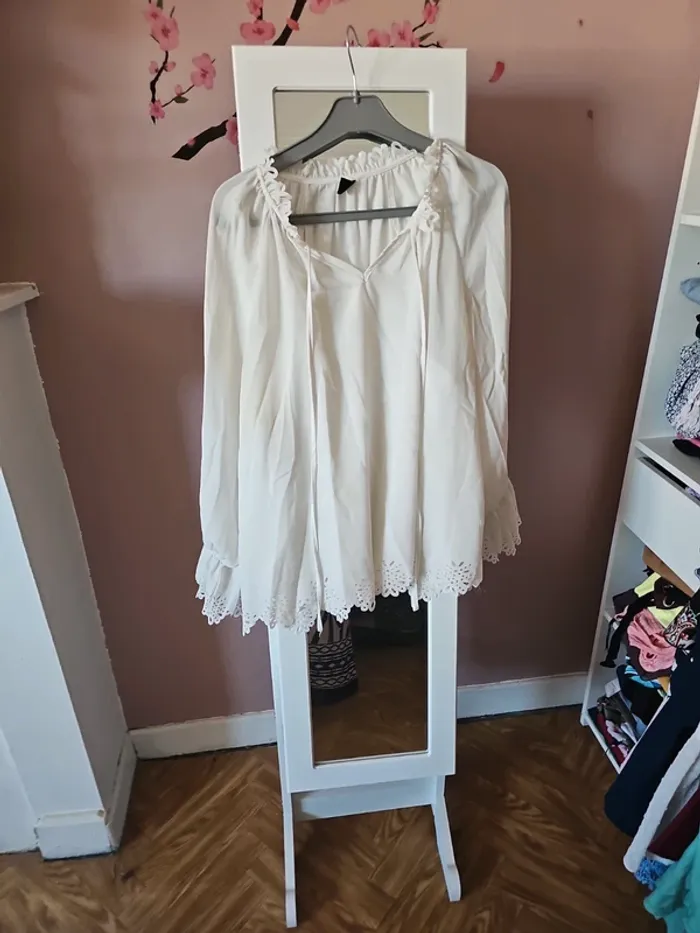 Blouse manche longue blanche t44 courve