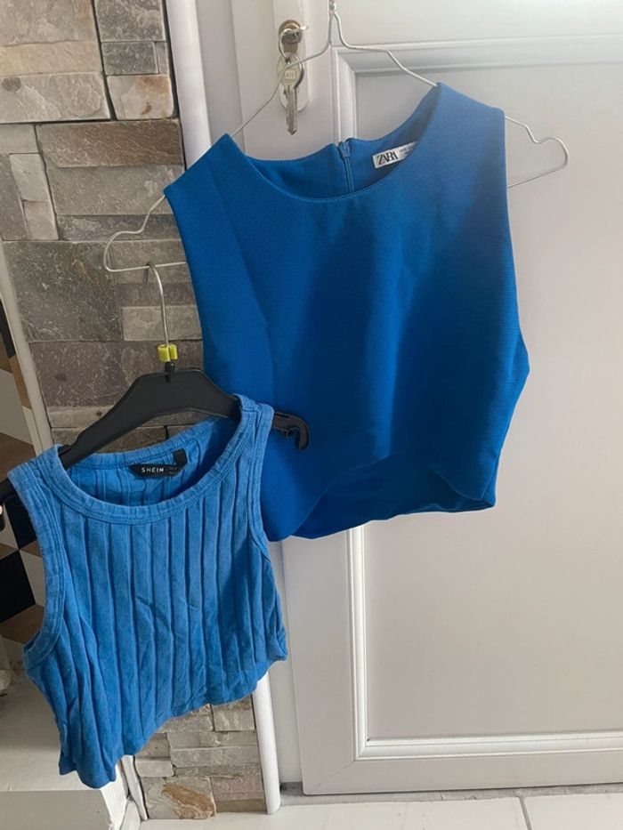 tops zara et shein bleu taille 34