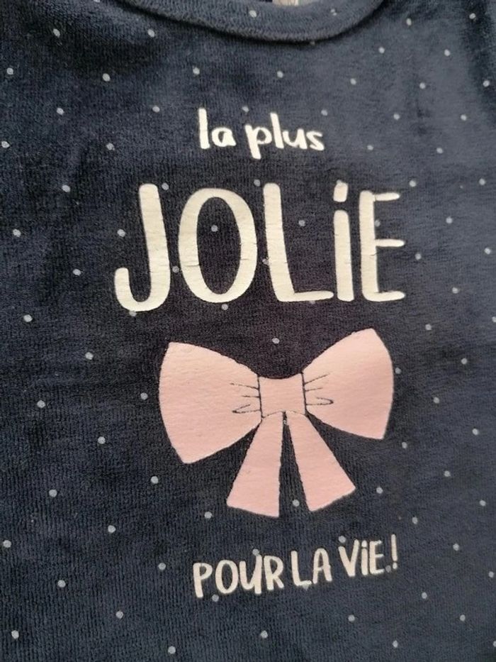 Pyjama velour 2 pièces fille taille 9 mois - photo numéro 3