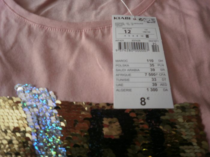 T-shirt ML à sequins Fille 12 ans - NEUF - photo numéro 2