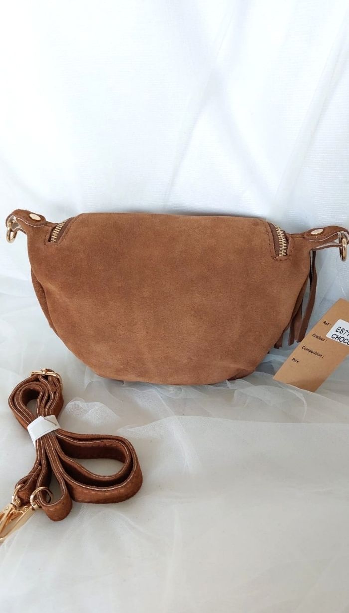 Sac banane daim à franges camel - photo numéro 6