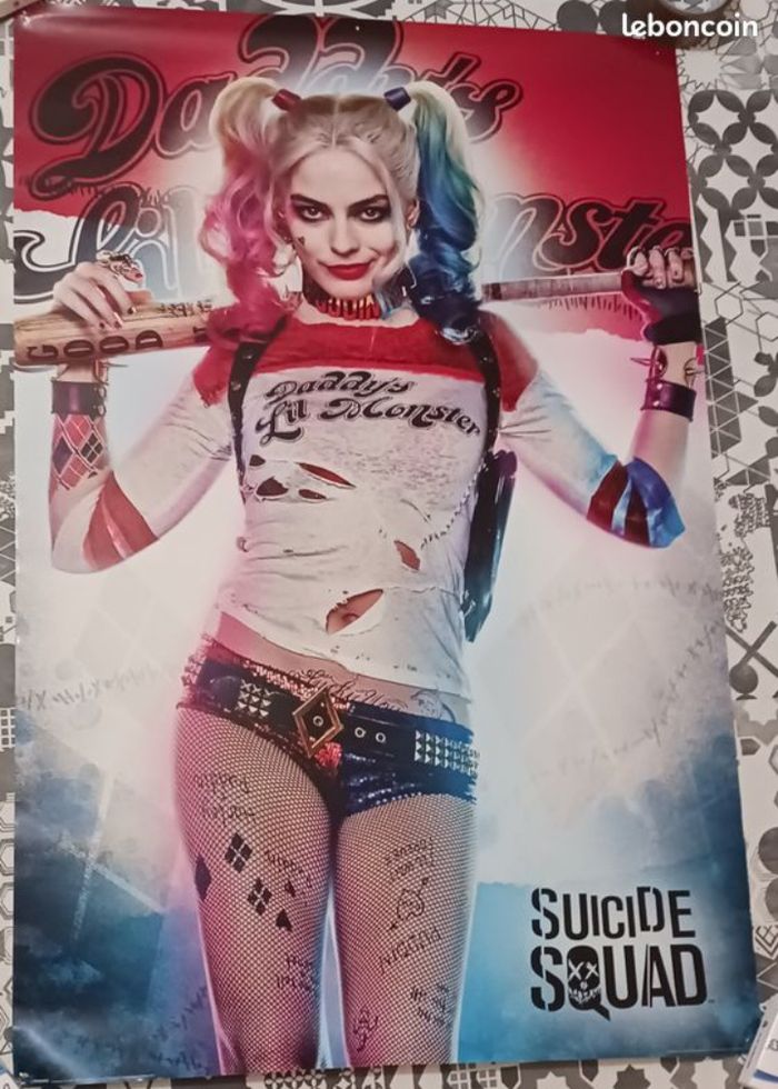 Poster Harley Quinn et sa batte, Harleen Quinzel, DC Comics, Suicide Squad, Margot Robbie