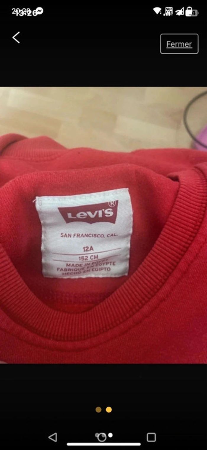Sweat 10/12 ans Levis - photo numéro 2