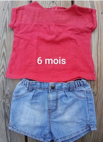 Ensemble été fille (t-shirt manches courtes + short) - Obaïbi - 6 mois