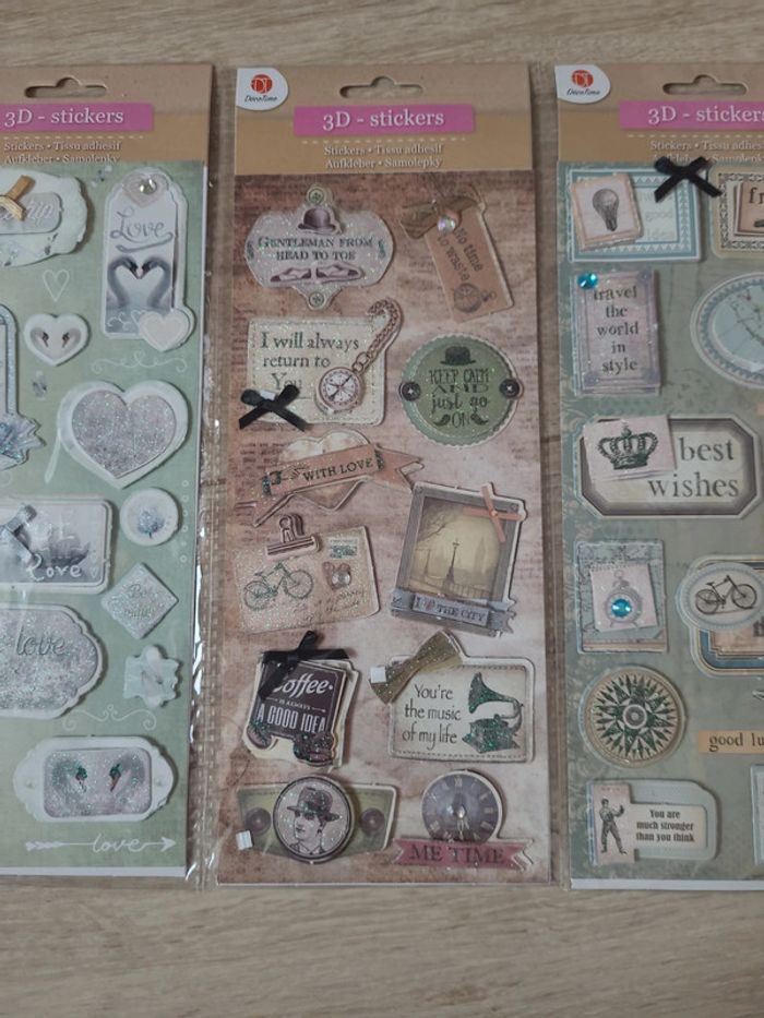 3 planches de stickers 3 D neuves tissu - photo numéro 3