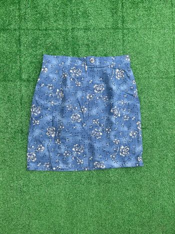 Jupe fleurie bleue coton 100% taille L 40 