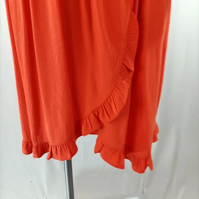Robe orange fluide à volant effet cache-coeur- Rue Mazarine - Taille L A1118 - photo numéro 8