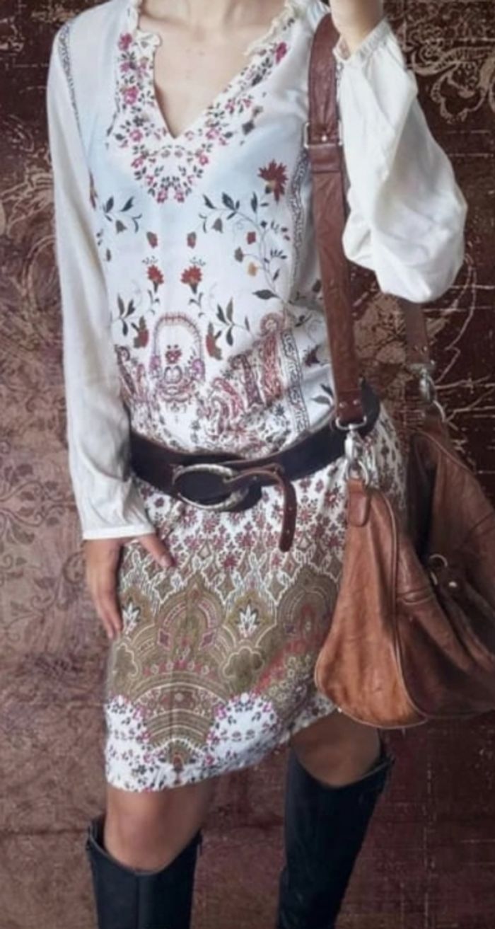 Robe bohème fleurie cottage vintage 70s
