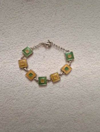 Jolie bracelet vert et jaune réglable