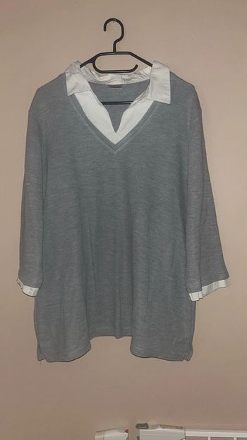 Pull chemise gris