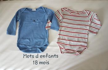 Lot de 2 bodys manches courtes mots d enfants