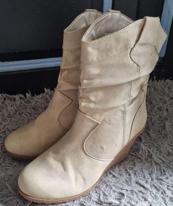 Bottines compensée beige en cuir 40