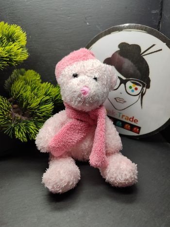 ours rose cmp doudou peluche bonnet écharpe poils billes Noir Fourrure Doudou 