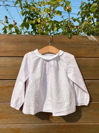 Chemisier bébé fille jacadi Paris blouse rose pâle chats blancs 24 mois 2 ans 86cm